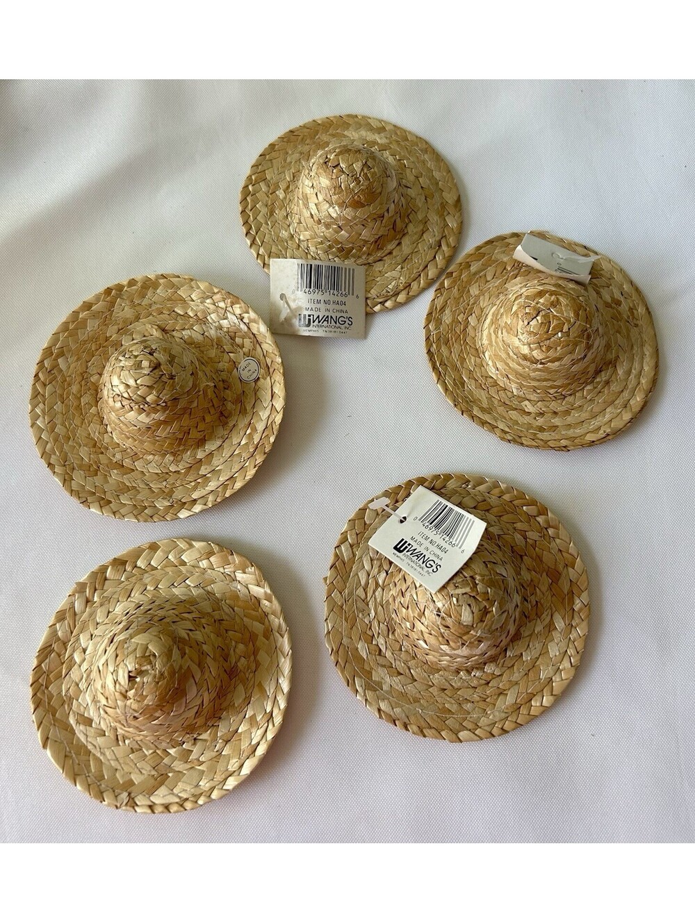 Vintage NOS Mini Straw Hats Woven 4” Doll Crafts Supplies Lot Of 17 - Picture 2 of 3